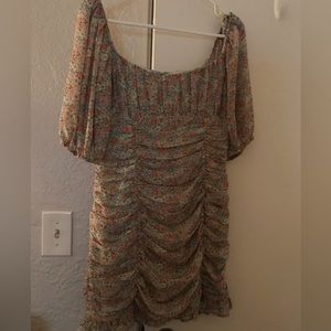Short and ruched spring colored dress, worn once